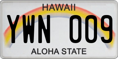 HI license plate YWN009