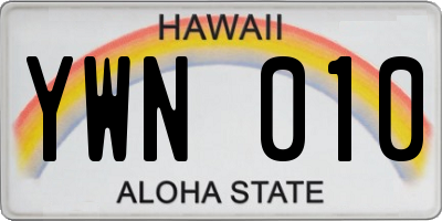 HI license plate YWN010