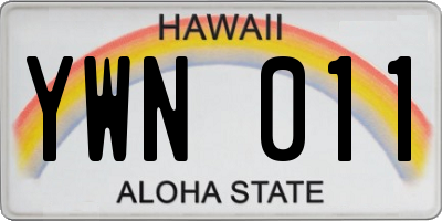 HI license plate YWN011