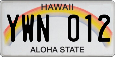 HI license plate YWN012