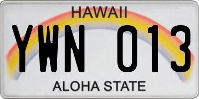 HI license plate YWN013