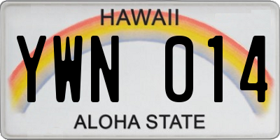 HI license plate YWN014