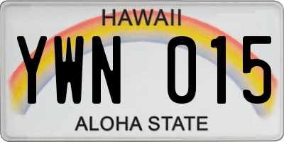 HI license plate YWN015