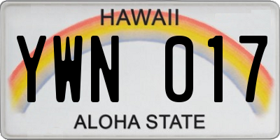 HI license plate YWN017