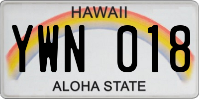 HI license plate YWN018
