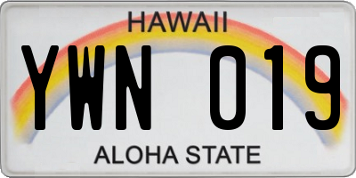 HI license plate YWN019