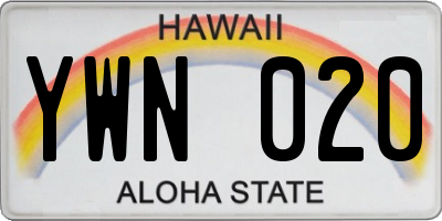HI license plate YWN020