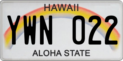 HI license plate YWN022