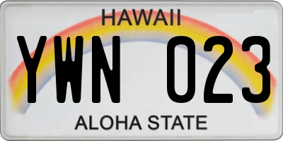 HI license plate YWN023