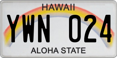 HI license plate YWN024