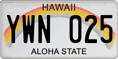 HI license plate YWN025
