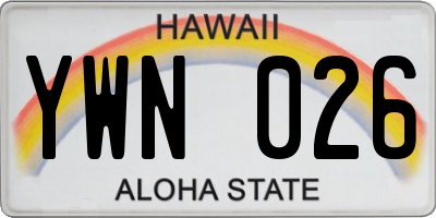 HI license plate YWN026