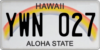 HI license plate YWN027