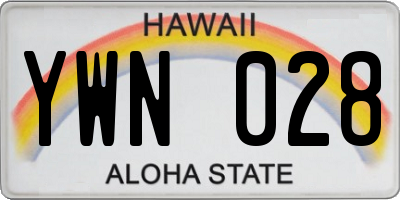 HI license plate YWN028