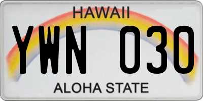 HI license plate YWN030