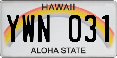 HI license plate YWN031