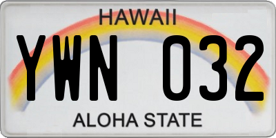 HI license plate YWN032