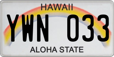 HI license plate YWN033