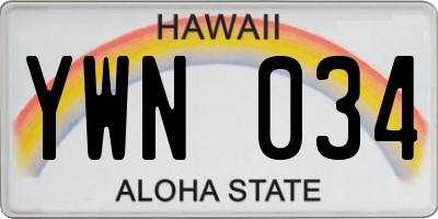 HI license plate YWN034
