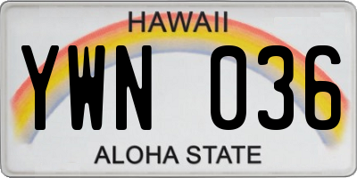 HI license plate YWN036