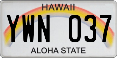 HI license plate YWN037