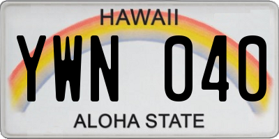 HI license plate YWN040