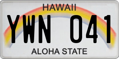 HI license plate YWN041