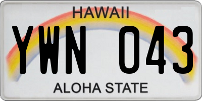 HI license plate YWN043