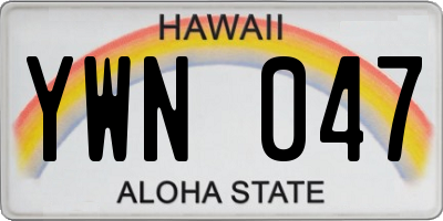 HI license plate YWN047