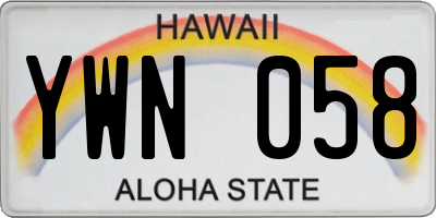 HI license plate YWN058