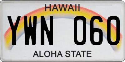 HI license plate YWN060