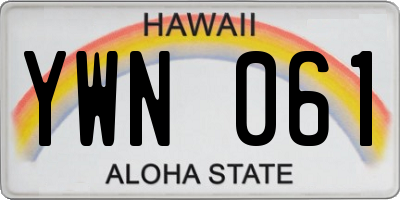 HI license plate YWN061