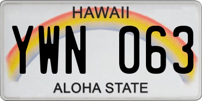 HI license plate YWN063