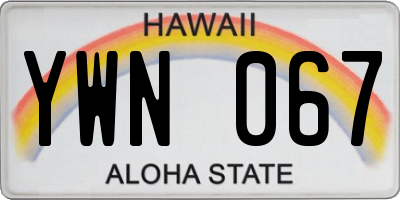 HI license plate YWN067