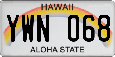 HI license plate YWN068