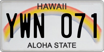 HI license plate YWN071