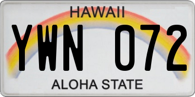 HI license plate YWN072