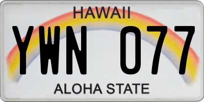 HI license plate YWN077