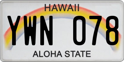 HI license plate YWN078