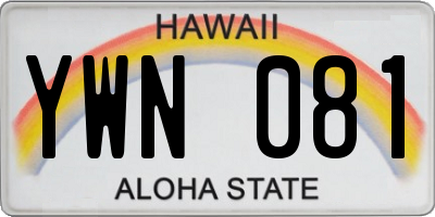 HI license plate YWN081