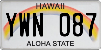 HI license plate YWN087