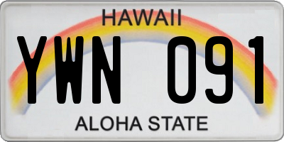 HI license plate YWN091