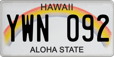 HI license plate YWN092