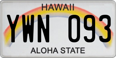 HI license plate YWN093
