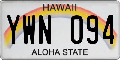 HI license plate YWN094
