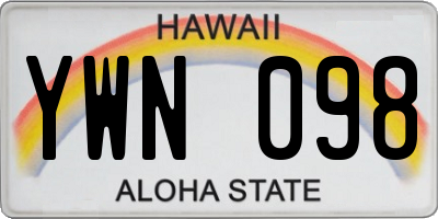 HI license plate YWN098
