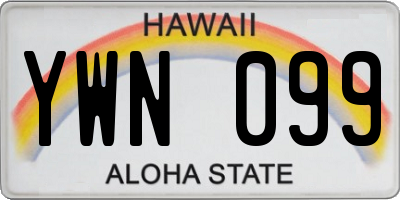 HI license plate YWN099