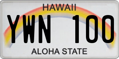 HI license plate YWN100