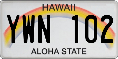 HI license plate YWN102