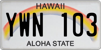 HI license plate YWN103